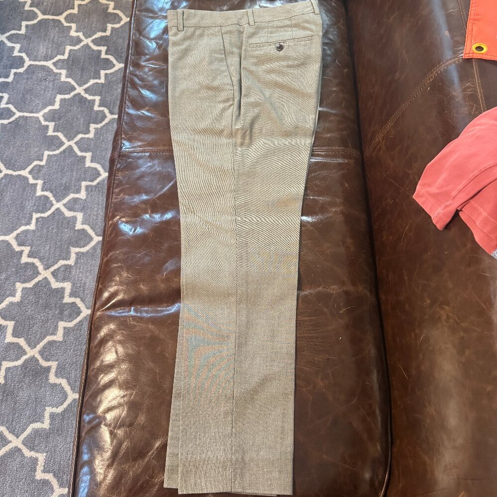 $300 Men's THEORY Dress Pants - wool blend gray tan beige 32 x 30